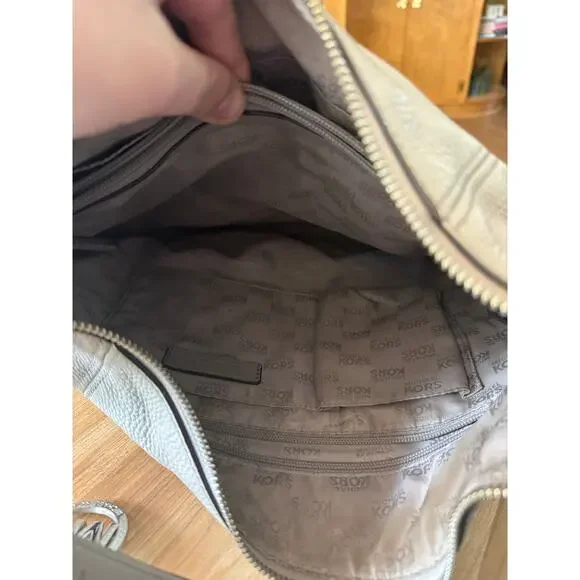Michael Kors Anita Grey Leather Convertible Hobo Bag - Picture 5 of 10